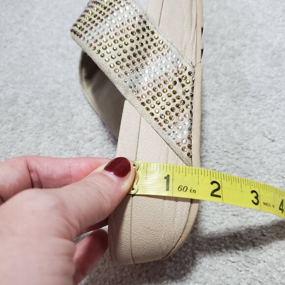 FITFLOP Slip-On Sequin Strobe Slide Sandals Stretch Beach Gold Silver Women's 11 - Picture 11 of 11